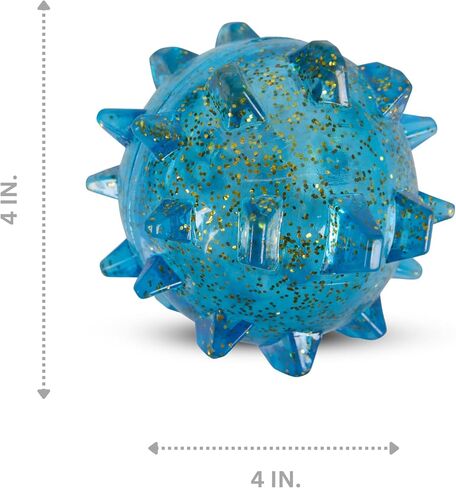American Kennel Club AKC Spiked Glitter Dog Toys - Squeaky TPR Ball & Ring لصحة الأسنان ، فانيليا معطرة مع ترتد غير منتظم - ألعاب مضغ متينة للكلاب in Kuwait