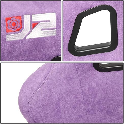 J2 Engineering J2-RS-004-BK Pair of Black Stitching Reclinable Back Rest Racing Bucket Seats 35" H X 23" W X 23" D Universal Fit in Saudi Arabia