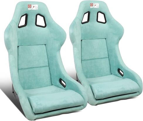 J2 Engineering J2-RS-004-BK Pair of Black Stitching Reclinable Back Rest Racing Bucket Seats 35" H X 23" W X 23" D Universal Fit in Saudi Arabia