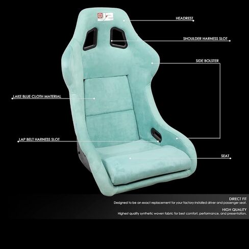 J2 Engineering J2-RS-004-BK Pair of Black Stitching Reclinable Back Rest Racing Bucket Seats 35" H X 23" W X 23" D Universal Fit in Saudi Arabia
