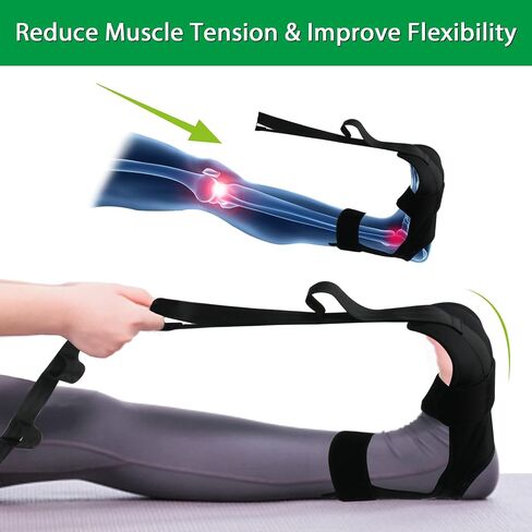 Foot Stretcher Belt, Foot Stretcher Stretch Strap for Plantar Fasciitis, Heel Spurs, Foot Drop, Achilles Tendonitis & Hamstring. Yoga Foot & Leg Stretch Strap (Black) in Saudi Arabia