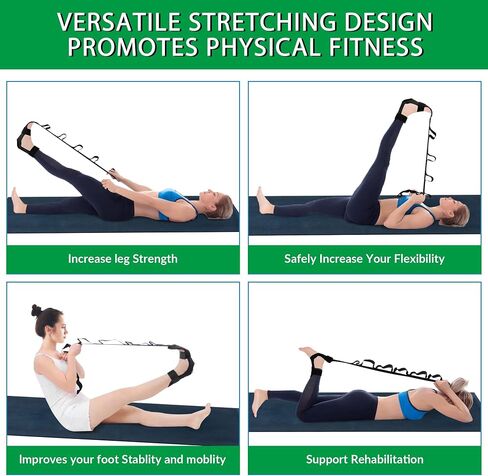 Foot Stretcher Belt, Foot Stretcher Stretch Strap for Plantar Fasciitis, Heel Spurs, Foot Drop, Achilles Tendonitis & Hamstring. Yoga Foot & Leg Stretch Strap (Black) in Saudi Arabia