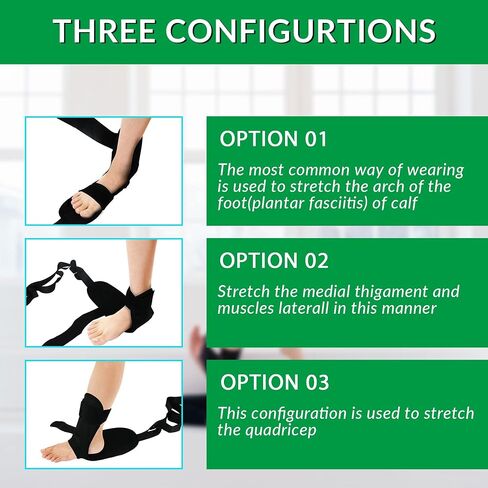Foot Stretcher Belt, Foot Stretcher Stretch Strap for Plantar Fasciitis, Heel Spurs, Foot Drop, Achilles Tendonitis & Hamstring. Yoga Foot & Leg Stretch Strap (Black) in Saudi Arabia