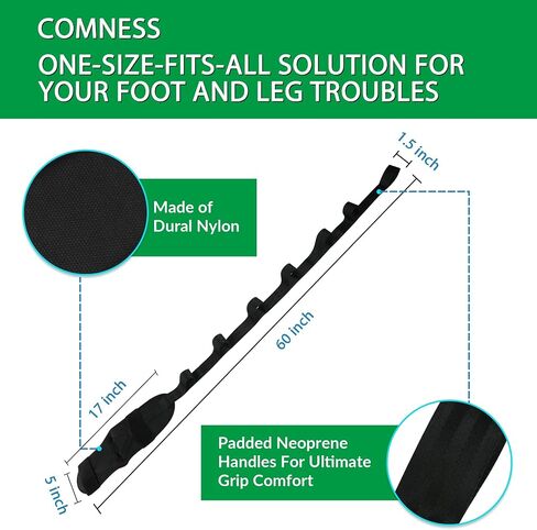 Foot Stretcher Belt, Foot Stretcher Stretch Strap for Plantar Fasciitis, Heel Spurs, Foot Drop, Achilles Tendonitis & Hamstring. Yoga Foot & Leg Stretch Strap (Black) in Saudi Arabia