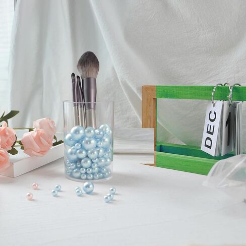 260Pcs Turquoise Glossy Beads for Centerpiece Decor, Teal Pearl Vase Filler, Large Bead for Makeup Brush, No Hole Round Pearl Bead for Wedding Birthday Christmas Party Home Decor(18mm 14mm 6mm) in Kuwait