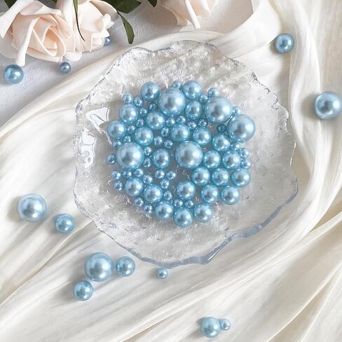 260Pcs Turquoise Glossy Beads for Centerpiece Decor, Teal Pearl Vase Filler, Large Bead for Makeup Brush, No Hole Round Pearl Bead for Wedding Birthday Christmas Party Home Decor(18mm 14mm 6mm) in Kuwait