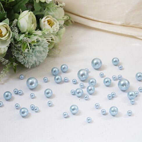 260Pcs Turquoise Glossy Beads for Centerpiece Decor, Teal Pearl Vase Filler, Large Bead for Makeup Brush, No Hole Round Pearl Bead for Wedding Birthday Christmas Party Home Decor(18mm 14mm 6mm) in Kuwait