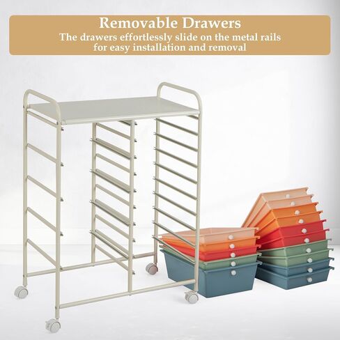 HAPPYGRILL 15 Drawer Storage Drawer Cart Organizer Cart Tools for Office School Utility Cart Paper Organizer Rolling Storage Cart with Wheels in Kuwait