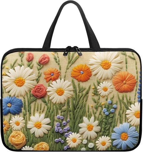 3D Daisy Flower Rose Print Laptop Sleeve Bag 10-17 Inch Waterproof Laptop Case with Handle and Pocket for Women Men Tablet Protective Briefcase with Zipper for Study Work, 17inch in Saudi Arabia