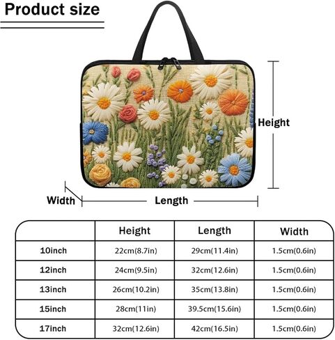 3D Daisy Flower Rose Print Laptop Sleeve Bag 10-17 Inch Waterproof Laptop Case with Handle and Pocket for Women Men Tablet Protective Briefcase with Zipper for Study Work, 17inch in Saudi Arabia