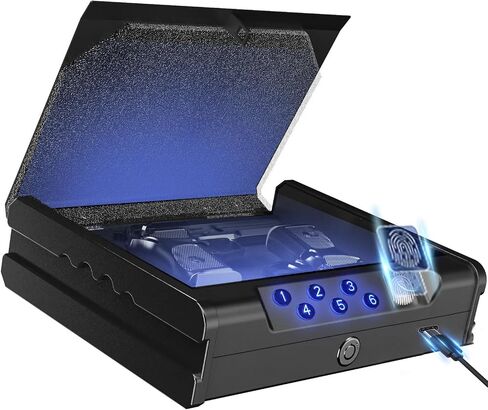 gun safe .Gun Safes for 2 Pistols with 3 Quick-Access Fingerprint，Passcode，Key.with Voice Prompt Pistol SafeHandgun Safe, Hand Gun Lock Box for Home Drawer Car Bedside Nightstand in Saudi Arabia