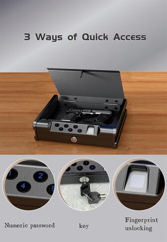 gun safe .Gun Safes for 2 Pistols with 3 Quick-Access Fingerprint，Passcode，Key.with Voice Prompt Pistol SafeHandgun Safe, Hand Gun Lock Box for Home Drawer Car Bedside Nightstand in Saudi Arabia