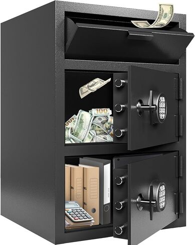 9.5 CUB Drop Safe Heavy Duty Dual Door Safe Box Fireproof Waterproof Money Safes Box withDigital Combination and Anti-Fishing & Free Fireproof Bag for Home Office Jewelry Documents in Saudi Arabia