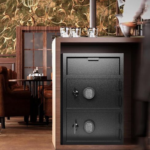 9.5 CUB Drop Safe Heavy Duty Dual Door Safe Box Fireproof Waterproof Money Safes Box withDigital Combination and Anti-Fishing & Free Fireproof Bag for Home Office Jewelry Documents in Saudi Arabia