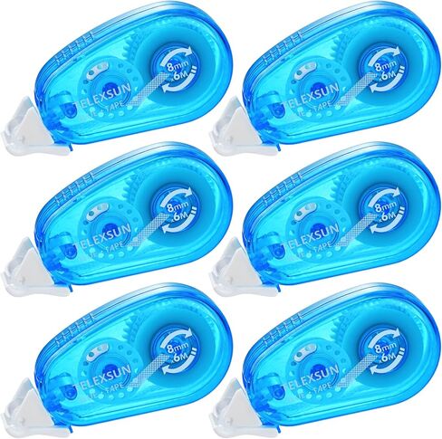 6 Pack Double Sided Glue Tape Roller for Scrapbooking, Adhesive Tape Roller for Crafts Photos, Sticky Glue Tape Runner for Kids Adults, Crafts School Office Supplies, Blue(0.31 Inch x 19.6 FT) in Saudi Arabia