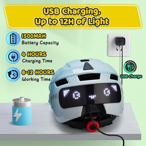 خوذة الأطفال ، خوذات الدراجات مع عرض LED للترقية ، 64 أنماط ، إشارات الدوران والإيقاف ضوء ، خوذة للأطفال 3-5/5-8/8-14 ، فتيات الشباب الآمن ، الدراجات ، الدراجة ، الدراجات البخارية in Saudi Arabia