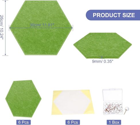 لوحة إعلانات اللباد من باتيكل، 30.48 سم × 25.4 سم، 6 عبوات من البلاط السداسي ذاتي اللصق لألواح الحائط العازلة للصوت لاستوديو تسجيل المكاتب المنزلية، غرفة الألعاب، برتقالي in Kuwait