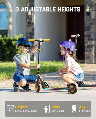 FanttikRide C9 Apex Electric Scooter for Kids 8-12, Adjustable Handlebar Height for Riders 3.9-5.2 ft, 132 lbs, Up to 40 mins Continuous Time, 3 Speed Mode 5/8/10 MPH, Bluetooth Music Speaker in Saudi Arabia