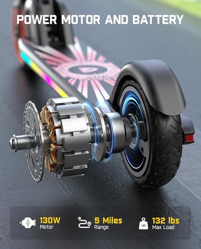 FanttikRide C9 Apex Electric Scooter for Kids 8-12, Adjustable Handlebar Height for Riders 3.9-5.2 ft, 132 lbs, Up to 40 mins Continuous Time, 3 Speed Mode 5/8/10 MPH, Bluetooth Music Speaker in Saudi Arabia