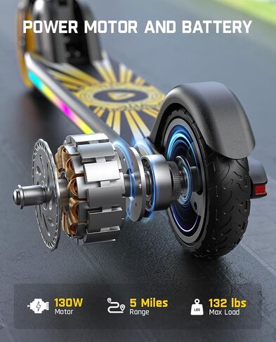 FanttikRide C9 Apex Electric Scooter for Kids 8-12, Adjustable Handlebar Height for Riders 3.9-5.2 ft, 132 lbs, Up to 40 mins Continuous Time, 3 Speed Mode 5/8/10 MPH, Bluetooth Music Speaker in Saudi Arabia