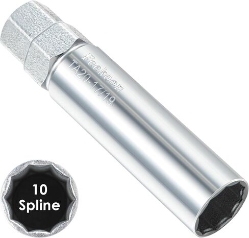 Feekoon 10 Spline Lug Nut Key Replacement for TA20-17/19, Compatible with Bimecc 10-Spline Lug Nut and Lug Bolts, Passenger w/ 17MM and 19MM Hex Drive, Steel (Silver,2 Pack) in Kuwait
