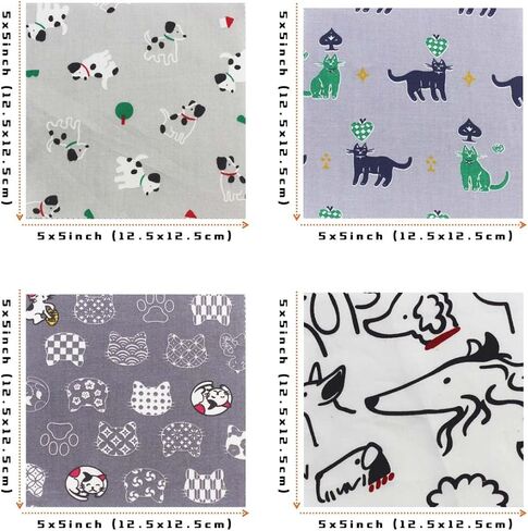 42-Pack 5x5 Inch Cat & Dog Cotton Fabric Squares for Quilting,Multi-Color Cute Animal Print Charm Packs Precut Quilting Supplies in Saudi Arabia