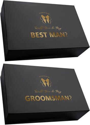 PartyGifts & Beyond 8 PCS Groomsmen Proposal Hife Box 6 هل ستكون مربع هدايا Groomsman و 2 هل ستكون أفضل Man Box (BK-B) in Kuwait