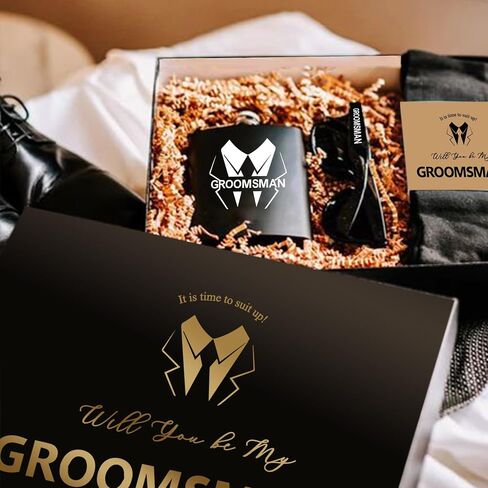 PartyGifts & Beyond 8 PCS Groomsmen Proposal Hife Box 6 هل ستكون مربع هدايا Groomsman و 2 هل ستكون أفضل Man Box (BK-B) in Kuwait