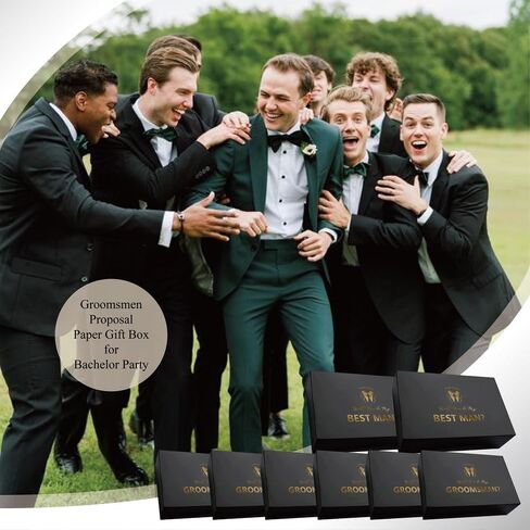 PartyGifts & Beyond 8 PCS Groomsmen Proposal Hife Box 6 هل ستكون مربع هدايا Groomsman و 2 هل ستكون أفضل Man Box (BK-B) in Kuwait