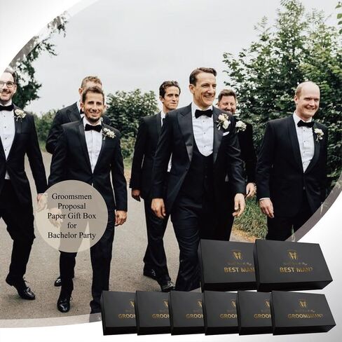 PartyGifts & Beyond 8 PCS Groomsmen Proposal Hife Box 6 هل ستكون مربع هدايا Groomsman و 2 هل ستكون أفضل Man Box (BK-B) in Kuwait