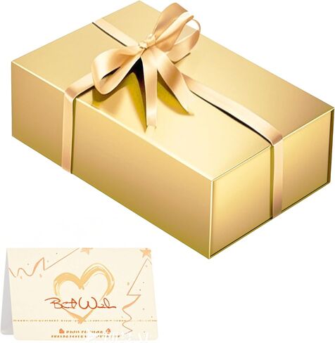 UVTaoYuan Gold Gift Box 1Pack,12x6x4 Inches Foldable Magnetic Gift Rectangular Box with Lid for Weddings, Proposals, Birthdays, Christmas, Anniversaries, Halloween, Holiday Gift Giving Packaging in Saudi Arabia