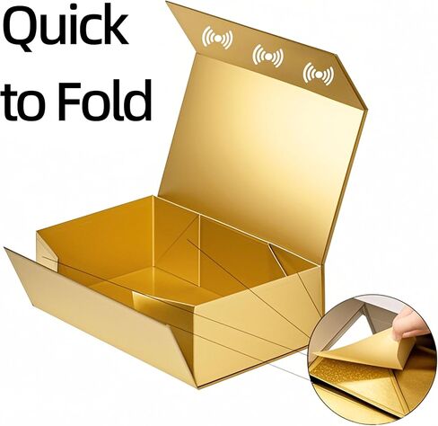 UVTaoYuan Gold Gift Box 1Pack,12x6x4 Inches Foldable Magnetic Gift Rectangular Box with Lid for Weddings, Proposals, Birthdays, Christmas, Anniversaries, Halloween, Holiday Gift Giving Packaging in Saudi Arabia