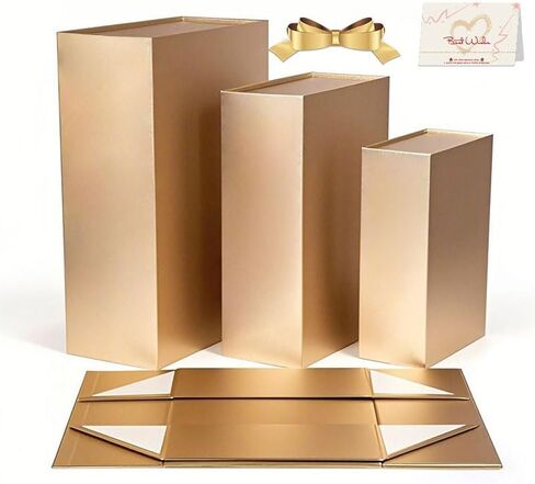 UVTaoYuan Gold Gift Box 1Pack,12x6x4 Inches Foldable Magnetic Gift Rectangular Box with Lid for Weddings, Proposals, Birthdays, Christmas, Anniversaries, Halloween, Holiday Gift Giving Packaging in Saudi Arabia