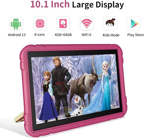 Kids Tablet 10.1 Inch 4GB 64GB Android 13 WiFi Bluetooth Parental Control Light Pink in Saudi Arabia