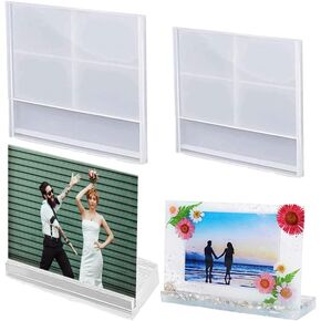 2 Pcs Resin Photo Frame Molds, Large Rectangular Epoxy Resin Photo Frame Mold Kit with Display Holder DIY Silicone Casting Mold for Personalized Picture Display Valentine Mother Wedding Gift