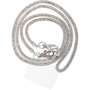 Fashion 43.3'' Exclusive Sparkle Crystal Handbag Lanyard,Premium Bling Handbag Strap,Waterproof Rhinestone Cellphone Lanyard Holder for Women(Clear,1PC)