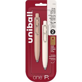 uni one P Retractable Gel Pens, Micro Point (0.5mm), Coffee and Yogurt Barrels, Black Ink, 2 Pack