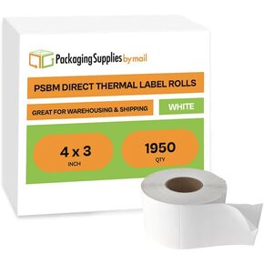 PSBM Direct Thermal Labels, 4x2 Inch, 4 Rolls, 2875 Labels/Roll, 3 Inch Core, Perforated, Works with Zebra, Sato, Datamax, Intermex, Honeywell and Many Other Label Printers