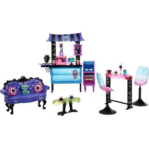​مجموعة لعب Monster High The Coffin Bean، مقهى مع حيوانين أليفين، أثاث مخيف، حلويات ومشروبات، طاولة باريستا، ألعاب أطفال، مجموعة هدايا in Kuwait