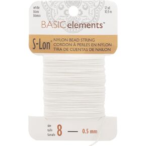 The Beadsmith S-Lon Nylon Beading Thread – 3-Color Card (Black, White, Khaki), Size 2 (0.12 mm), 10 Yards (9.1 m) Each, Strong & Flexible Stringing Cord