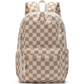 School Backpack for Teen Girls Bookbags Elementary High School Corduroy Laptop Bags Women Travel Daypacks (Checkered)