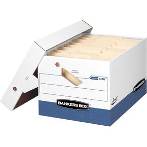 Bankers Box Box Bresto Heavy-Duty Boxes مع مقابض مريحة ، والتجميع الفوري ، والغطاء ، والرسالة/القانونية ، 12 (0063601)
