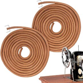 TWZKXC 2 Pcs 72" Treadle Sewing Machine Belt, Replacement Leather Belt Treadle Belts with Hook Compatible with Singer Jones Sewing Machine Leather Belt Replacement Accessories Parts(Brown)