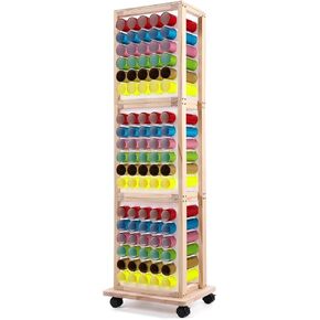 NewEle Mobile Vinyl Roll Holder - 90 Compartments Vinyl Storage Cart with Locking Castor Wheels, Wooden 3-Tier Detachable HTV Organizer Rack for Craft Room Home DIY (2" Hole Size, White)