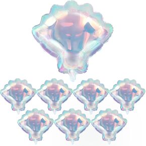 KatchOn Iridescent Seashell Balloons - 21 Inch, Pack of 8 | Sea Shell Balloons for Under the Sea Party Decorations | Mermaid Birthday Decorations