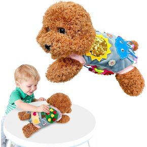 Teddy Dog Stuffed Animal for Learning Activity Travel Toy, Children Plush Educational Toys, Develop Motor Skills and Learn Shapes and Colors
