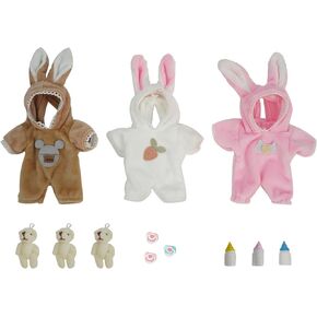 MYREBADY 3 Pcs Cute Reborn Doll Clothes Set, Mini Baby Clothes Accessories Include Bear Dolls and Baby Bottle Nipples for 4.5-5.5 inch Dolls