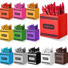 Sherr 12 Pack Crayon Organizer Holder Wooden Colored Pen Holder Crayon Dispenser Marker Storage Organizer Back to School Storage Caddy Case Art Craft Supply for Classroom (1.97 x 2.36 x 2.36 Inches)