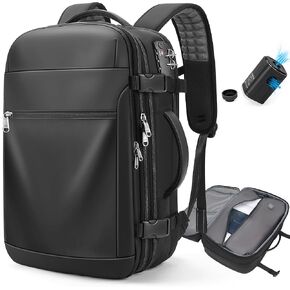 Vacuum Backpack Travel – 60L Expandable Airback Vacpack Backpack with Vacuum Pump, TSA Lock, Compression, 17" Laptop Compartment Travel backpack Carry On Flight Approved Spacevac Pro Backpacks (Black)