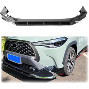 Spoiler Separator, Car Front Bumper Lip Spoiler Body Kit Glossy Black Carbon Fiber Look Compatible for Toyota Corolla Cross 2020-2022 GR Style
